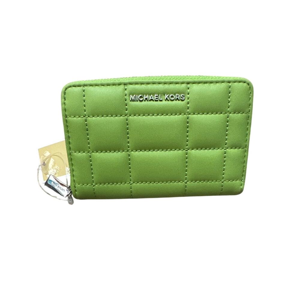 Michael Kors Leather Jet Set Card Case Pear Green New with tags